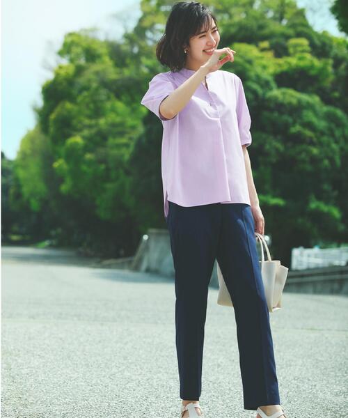 OPAQUE.CLIP（オペークドットクリップ）の「ストレッチリネンライク美脚テーパードパンツ【洗濯機洗い可/吸水速乾】（その他パンツ・レディース・ピンク/ネイビー/ブラック/ブラウン系その他・36/38/40/42）」の14枚目の写真