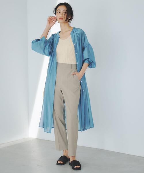 OPAQUE.CLIP（オペークドットクリップ）の「ストレッチリネンライク美脚テーパードパンツ【洗濯機洗い可/吸水速乾】（その他パンツ・レディース・ピンク/ネイビー/ブラック/ブラウン系その他・36/38/40/42）」の17枚目の写真