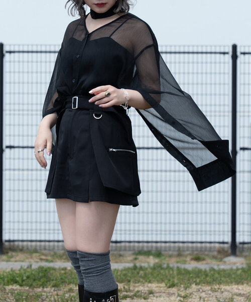 Mavie..7(メヴィセットゥ)の「【Mavie..7】ベルト付サイドスリットスカパン(スカート・レディース・ブラック・FREE)」の19枚目の写真