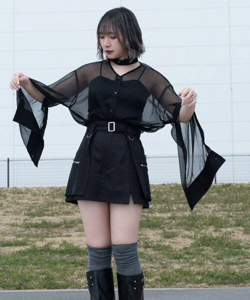 Mavie..7(メヴィセットゥ)の「【Mavie..7】ベルト付サイドスリットスカパン(スカート・レディース・ブラック・FREE)」の20枚目の写真