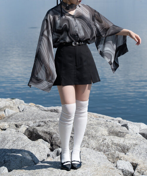 【Mavie..7】ベルト付サイドスリットスカパン Mavie..7（メヴィセットゥ）の「【Mavie..7】ベルト付サイド
