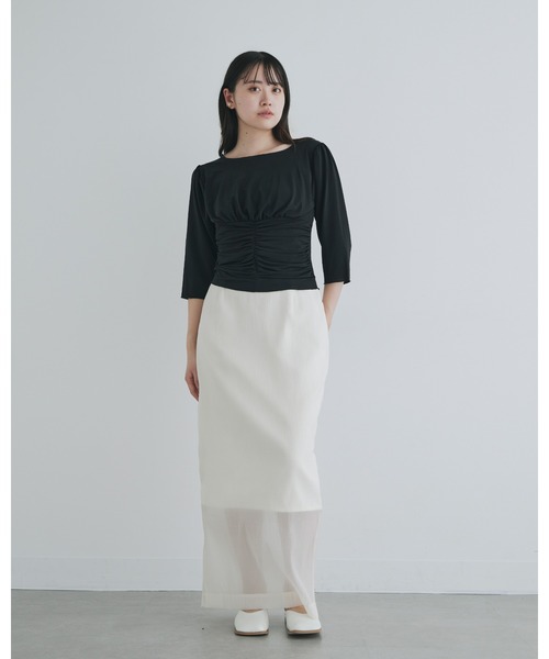 kiehtova（キエトヴァ）の「【kiehtova】MOIST GATHER BUSTIER TEE/モイスト ギャザー　ビスチェ ティー（Tシャツ/カットソー・レディース・ブラック/ホワイト・FREE）」の20枚目の写真