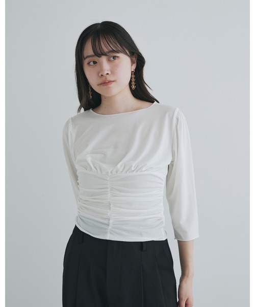 kiehtova（キエトヴァ）の「【kiehtova】MOIST GATHER BUSTIER TEE/モイスト ギャザー　ビスチェ ティー（Tシャツ/カットソー・レディース・ブラック/ホワイト・FREE）」の21枚目の写真