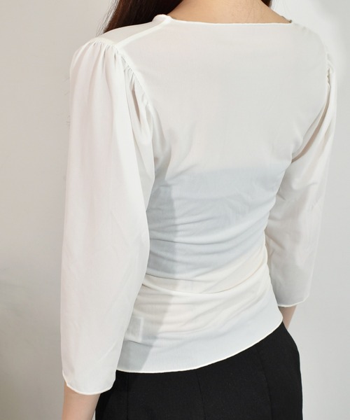 kiehtova（キエトヴァ）の「【kiehtova】MOIST GATHER BUSTIER TEE/モイスト ギャザー　ビスチェ ティー（Tシャツ/カットソー・レディース・ブラック/ホワイト・FREE）」の5枚目の写真