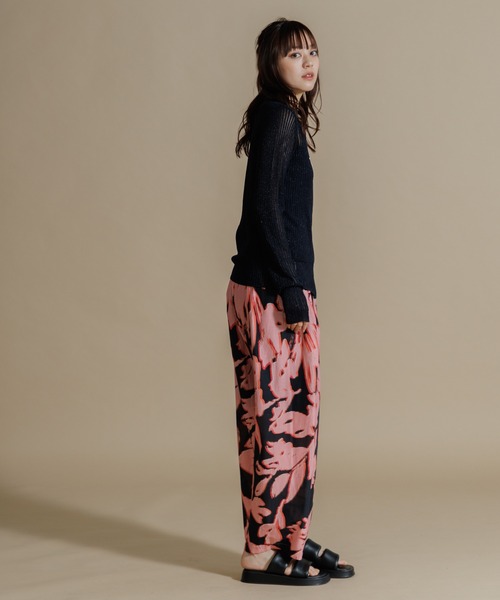 WOMEN】LEIN コットンシルクリーフプリントパンツ（その他パンツ