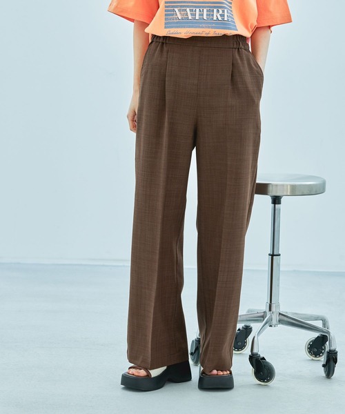 LAKOLE(ラコレ)の「麻タッチタックイージーパンツ / 452734(その他パンツ・レディース・グレー/ブラウン/ブラック/ピンク/ライトグリーン・FREE)」の3枚目の写真