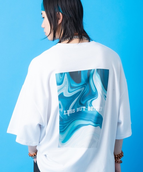 a.p.o.v.(エーピーオービー)の「a.p.o.v. バックマーブルボックスビッグプリントオーバーサイズTシャツ(Tシャツ/カットソー・メンズ・ブラック/ホワイト・ONESIZE)」の2枚目の写真