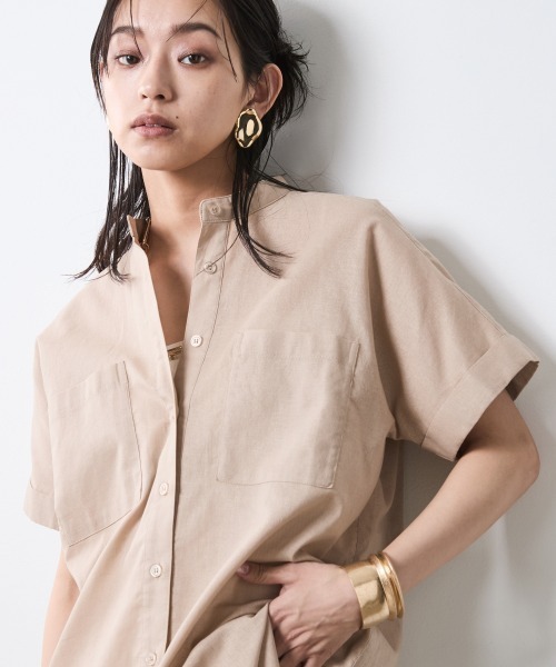 ブラウス シャツ レーヨン麻チュニックシャツ「大きいサイズ有」シックスタイル レディース セール】レーヨン麻チュニックシャツ＜大きいサイズ有＞シック