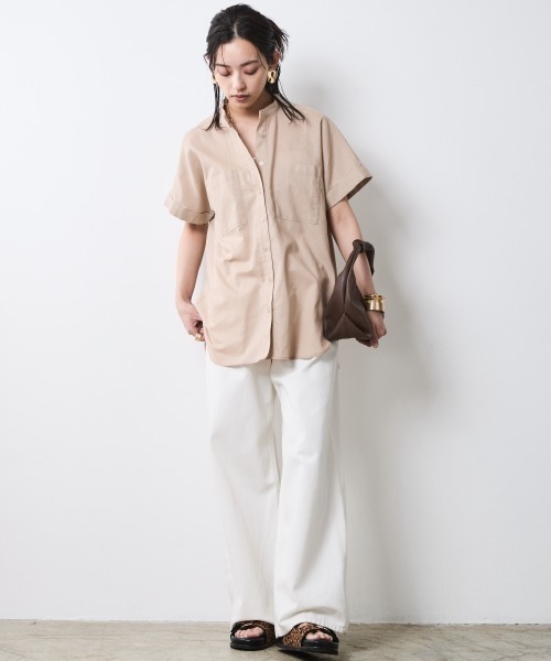 CHIC STYLE(シックスタイル)の「レーヨン麻チュニックシャツ<大きいサイズ有>シックスタイル(シャツ/ブラウス・レディース・オフホワイト/ベージュ・L/M/5L/4L/3L/LL)」の19枚目の写真