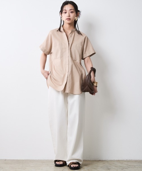 CHIC STYLE(シックスタイル)の「レーヨン麻チュニックシャツ<大きいサイズ有>シックスタイル(シャツ/ブラウス・レディース・オフホワイト/ベージュ・L/M/5L/4L/3L/LL)」の20枚目の写真
