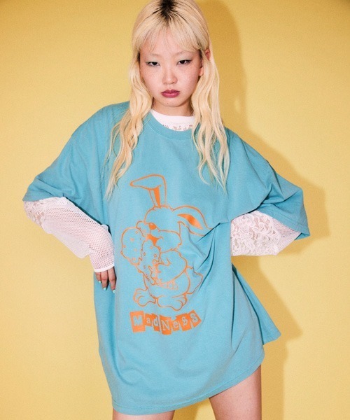 Candy Stripper(キャンディストリッパー)の「MAD NESS BIG Tシャツ(Tシャツ/カットソー・レディース・オフホワイト/ミント/ブラック・FREE)」の3枚目の写真