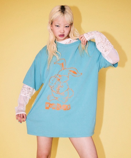 Candy Stripper(キャンディストリッパー)の「MAD NESS BIG Tシャツ(Tシャツ/カットソー・レディース・オフホワイト/ミント/ブラック・FREE)」の6枚目の写真