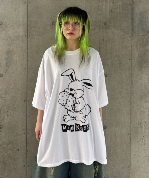 Candy Stripper(キャンディストリッパー)の「MAD NESS BIG Tシャツ(Tシャツ/カットソー・レディース・オフホワイト/ミント/ブラック・FREE)」の8枚目の写真