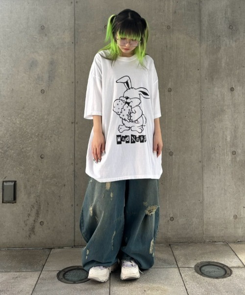 Candy Stripper(キャンディストリッパー)の「MAD NESS BIG Tシャツ(Tシャツ/カットソー・レディース・オフホワイト/ミント/ブラック・FREE)」の10枚目の写真