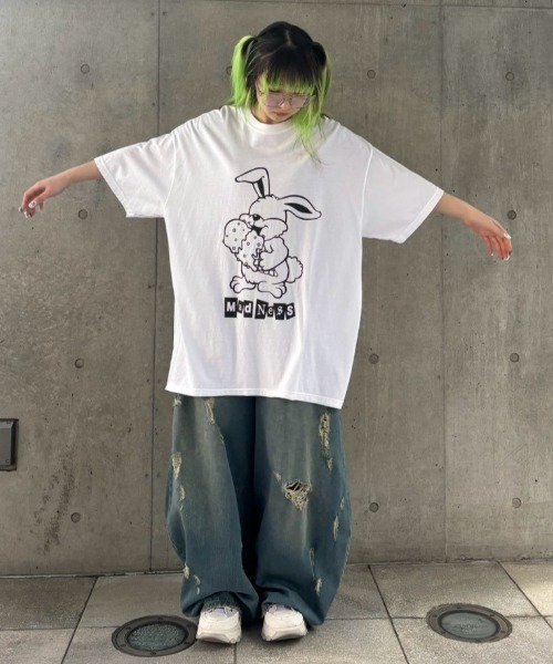 Candy Stripper(キャンディストリッパー)の「MAD NESS BIG Tシャツ(Tシャツ/カットソー・レディース・オフホワイト/ミント/ブラック・FREE)」の11枚目の写真