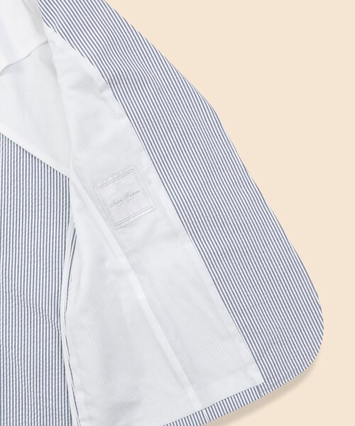 BROOKS BROTHERS(ブルックスブラザーズ)の「コットン シアサッカーストライプ 3ボタンジャケット(テーラードジャケット・レディース・ホワイト×ブルー・2/4/6/8/0)」の6枚目の写真