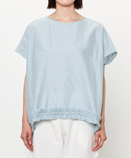 apuntob（アプントビー）の「apuntob | フレンチスリーブ フリルブラウス WOMEN（シャツ/ブラウス・レディース・イエロー/ライトブルー・1）」の7枚目の写真