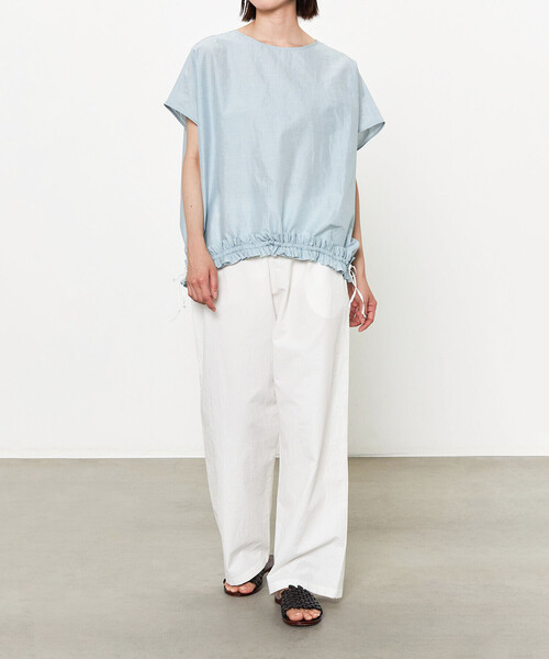 apuntob（アプントビー）の「apuntob | フレンチスリーブ フリルブラウス WOMEN（シャツ/ブラウス・レディース・イエロー/ライトブルー・1）」の10枚目の写真