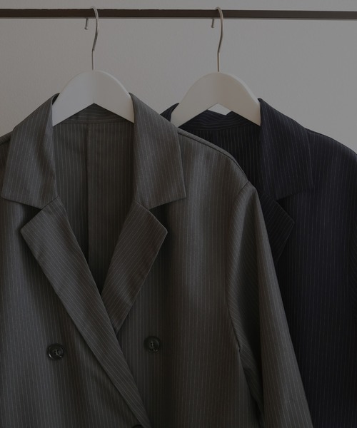セール】ピンストライプ半袖シャツジャケット（テーラードジャケット