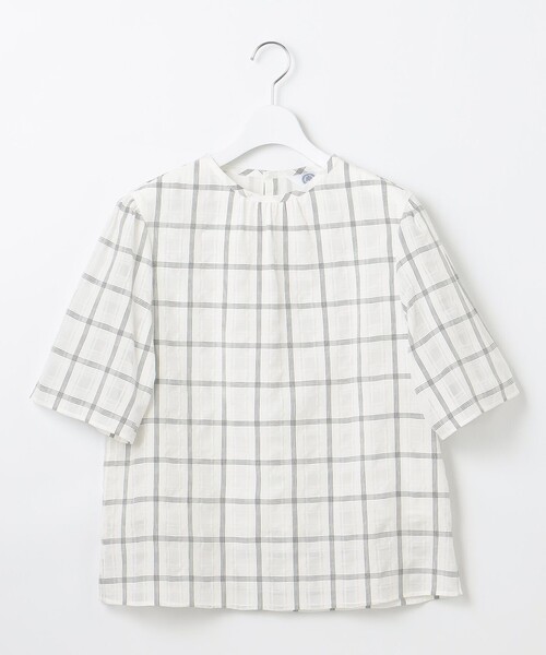 ブラウス シャツ 「洗える」SHEER チェック フレアスリーブ ブラウス レディース J.PRESS｜【洗える】SHEER チェック フレアスリーブ ブラウス
