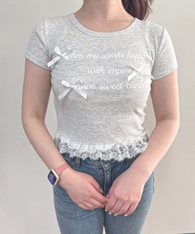 【ZOZO限定】レース付きレタリングロゴTシャツ