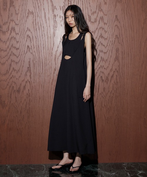 LE CIEL BLEU(ルシェルブルー)の「エクストラロングストラップAラインドレス / Extra Long Strap A-Line Dress(ワンピース・レディース・ブラック/カーキ・38/36)」の2枚目の写真