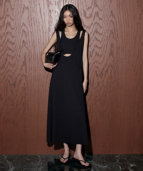 LE CIEL BLEU(ルシェルブルー)の「エクストラロングストラップAラインドレス / Extra Long Strap A-Line Dress(ワンピース・レディース・ブラック/カーキ・38/36)」の3枚目の写真