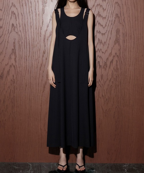 LE CIEL BLEU(ルシェルブルー)の「エクストラロングストラップAラインドレス / Extra Long Strap A-Line Dress(ワンピース・レディース・ブラック/カーキ・38/36)」の4枚目の写真