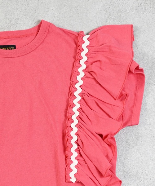 MARKEY'S（マーキーズ）の「ショルダーフリルＴシャツ（Tシャツ/カットソー・キッズ・オフホワイト/チャコール/ピンク・130/120/110/100/90/150/140）」の10枚目の写真
