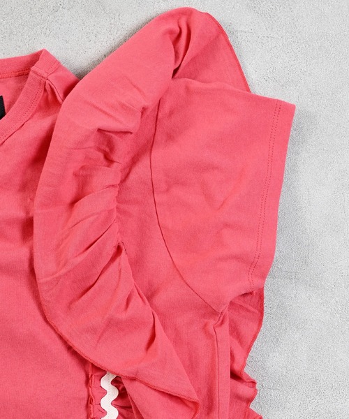 MARKEY'S（マーキーズ）の「ショルダーフリルＴシャツ（Tシャツ/カットソー・キッズ・オフホワイト/チャコール/ピンク・130/120/110/100/90/150/140）」の12枚目の写真