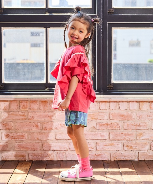 MARKEY'S（マーキーズ）の「ショルダーフリルＴシャツ（Tシャツ/カットソー・キッズ・オフホワイト/チャコール/ピンク・130/120/110/100/90/150/140）」の6枚目の写真