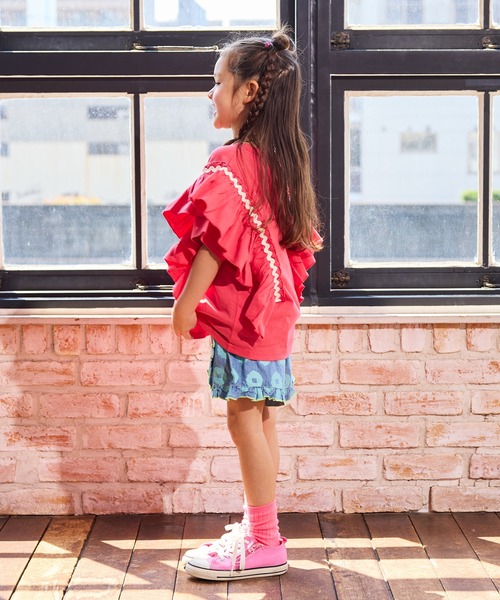 MARKEY'S（マーキーズ）の「ショルダーフリルＴシャツ（Tシャツ/カットソー・キッズ・オフホワイト/チャコール/ピンク・130/120/110/100/90/150/140）」の7枚目の写真