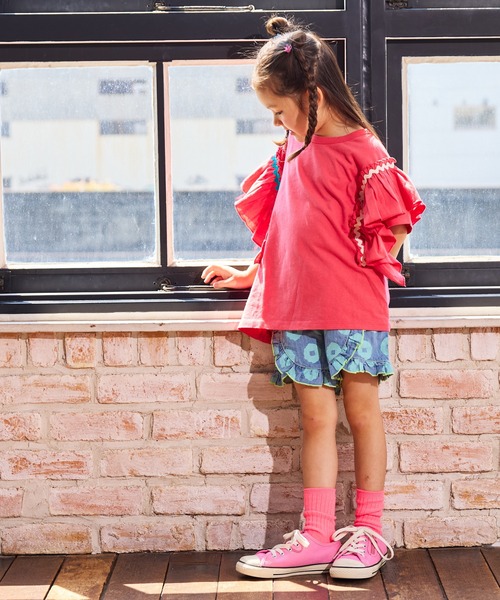 MARKEY'S（マーキーズ）の「ショルダーフリルＴシャツ（Tシャツ/カットソー・キッズ・オフホワイト/チャコール/ピンク・130/120/110/100/90/150/140）」の8枚目の写真