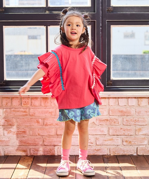 MARKEY'S（マーキーズ）の「ショルダーフリルＴシャツ（Tシャツ/カットソー・キッズ・オフホワイト/チャコール/ピンク・130/120/110/100/90/150/140）」の5枚目の写真