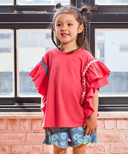 MARKEY'S（マーキーズ）の「ショルダーフリルＴシャツ（Tシャツ/カットソー・キッズ・オフホワイト/チャコール/ピンク・130/120/110/100/90/150/140）」の18枚目の写真