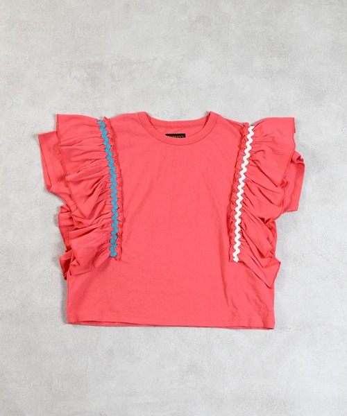 MARKEY'S（マーキーズ）の「ショルダーフリルＴシャツ（Tシャツ/カットソー・キッズ・オフホワイト/チャコール/ピンク・130/120/110/100/90/150/140）」の17枚目の写真