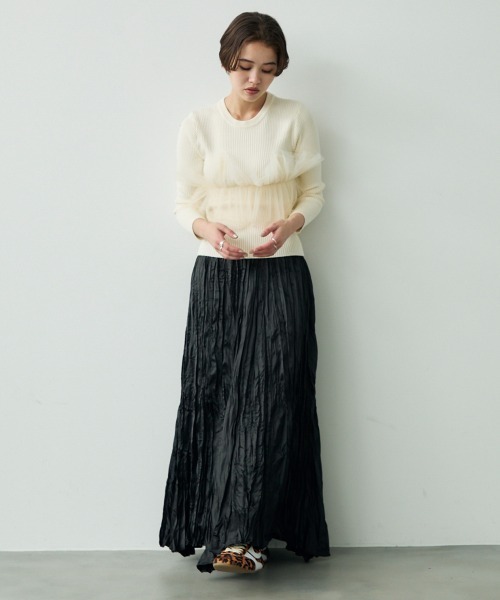 セール】Crinkle flare long skirt / クリンクルフレアロング