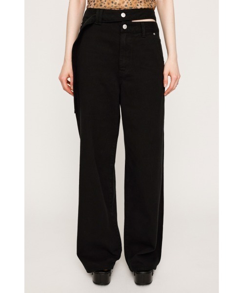 SLY（スライ）の「DOUBLE HOLE BELT STRAIGHT PT-E ダブル ホール ベルト ストレート パンツ イー（デニムパンツ・レディース・ブラック・0/1/2）」の5枚目の写真