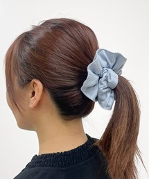 黒と白のストライプシュシュ Jewel VOX シュシュ 黒 レディース ヘアアクセサリー グログラン