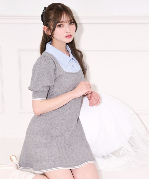 apres jour（アプレジュール）の「シャツレイヤード風ニットミニ