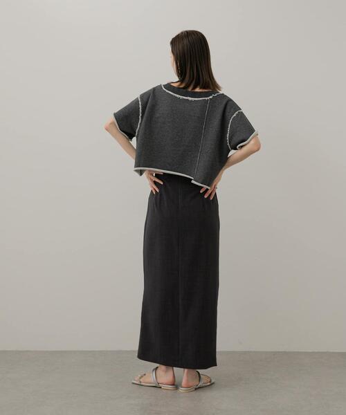 SENSE OF PLACE by URBAN RESEARCH（センスオブプレイスバイアーバンリサーチ）の「パッチワーククロップドトップ（Tシャツ/カットソー・レディース・チャコールグレー/オートミール/ライトグレー・ONE）」の7枚目の写真