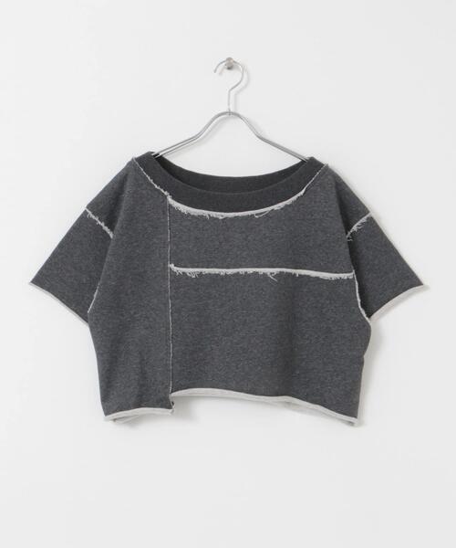 SENSE OF PLACE by URBAN RESEARCH（センスオブプレイスバイアーバンリサーチ）の「パッチワーククロップドトップ（Tシャツ/カットソー・レディース・チャコールグレー/オートミール/ライトグレー・ONE）」の8枚目の写真