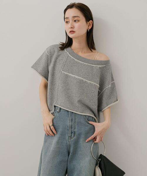 SENSE OF PLACE by URBAN RESEARCH（センスオブプレイスバイアーバンリサーチ）の「パッチワーククロップドトップ（Tシャツ/カットソー・レディース・チャコールグレー/オートミール/ライトグレー・ONE）」の17枚目の写真