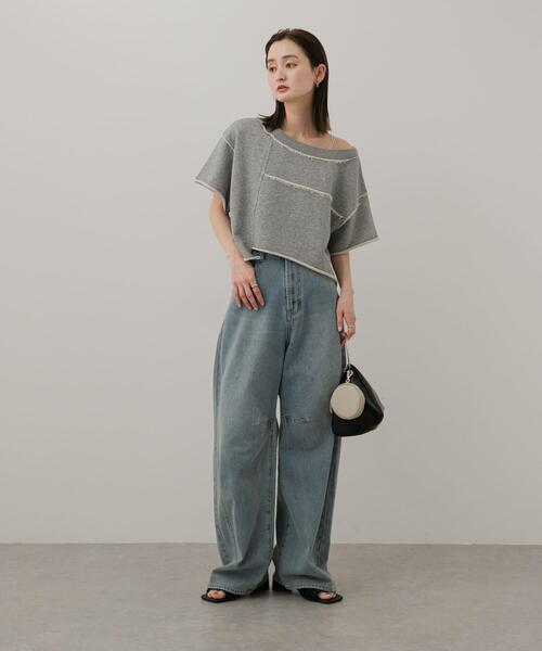 SENSE OF PLACE by URBAN RESEARCH（センスオブプレイスバイアーバンリサーチ）の「パッチワーククロップドトップ（Tシャツ/カットソー・レディース・チャコールグレー/オートミール/ライトグレー・ONE）」の19枚目の写真