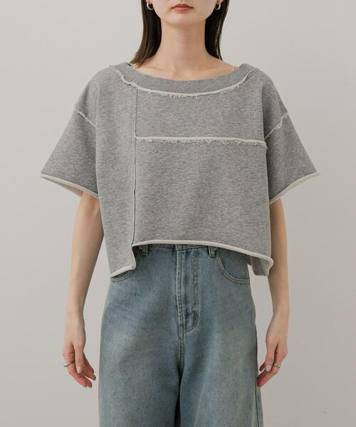 SENSE OF PLACE by URBAN RESEARCH（センスオブプレイスバイアーバンリサーチ）の「パッチワーククロップドトップ（Tシャツ/カットソー・レディース・チャコールグレー/オートミール/ライトグレー・ONE）」の21枚目の写真