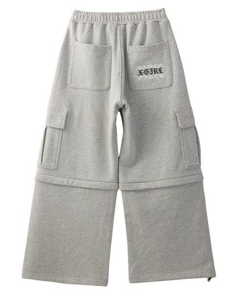 X-girl（エックスガール）の「2WAY WIDE LEG CARGO SWEAT PANTS（スウェットパンツ・レディース・アッシュ/ブラック・S/M）」の3枚目の写真