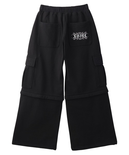 X-girl（エックスガール）の「2WAY WIDE LEG CARGO SWEAT PANTS（スウェットパンツ・レディース・アッシュ/ブラック・S/M）」の6枚目の写真