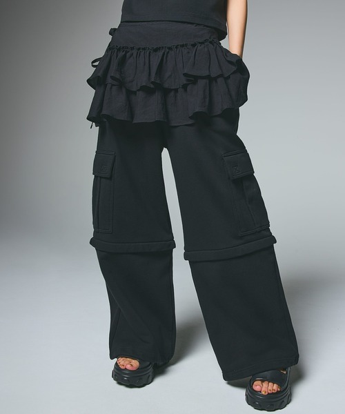 セール】2WAY WIDE LEG CARGO SWEAT PANTS（スウェットパンツ）｜X