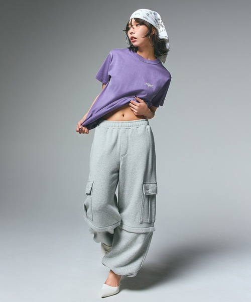 X-girl(エックスガール)の「2WAY WIDE LEG CARGO SWEAT PANTS(スウェットパンツ・レディース・アッシュ/ブラック・S/M)」の21枚目の写真