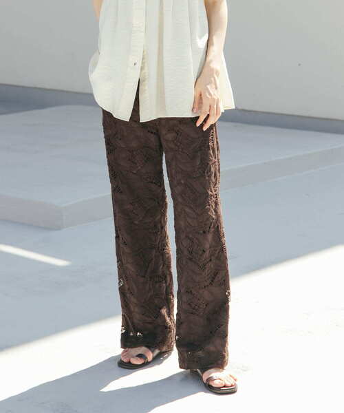 KBF（ケイビーエフ）の「ケミカルレースイージーパンツ（その他パンツ・レディース・ブラウン/アイボリー・ONE）」の2枚目の写真